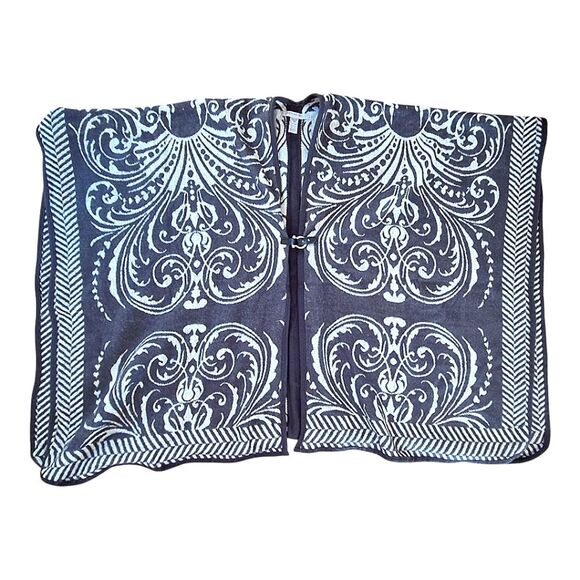 Marc New York Poncho Wrap One Size Cozy Open Front Shawl Kimono Oversized Gray - Picture 2 of 14